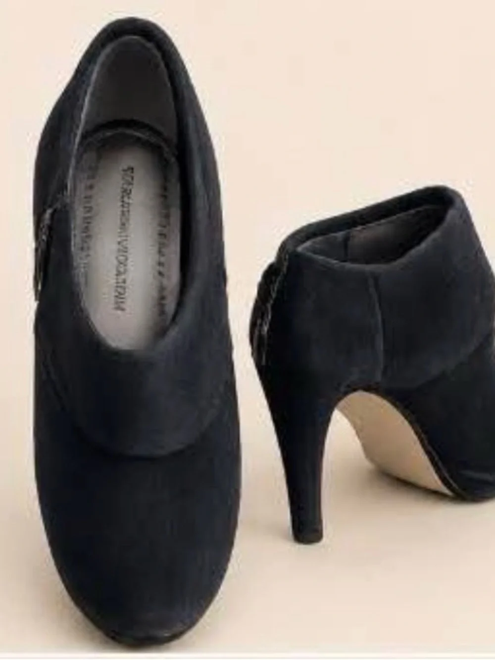 Adrienne Vittadini Black Suede Ankle Booties with High Stiletto Heel